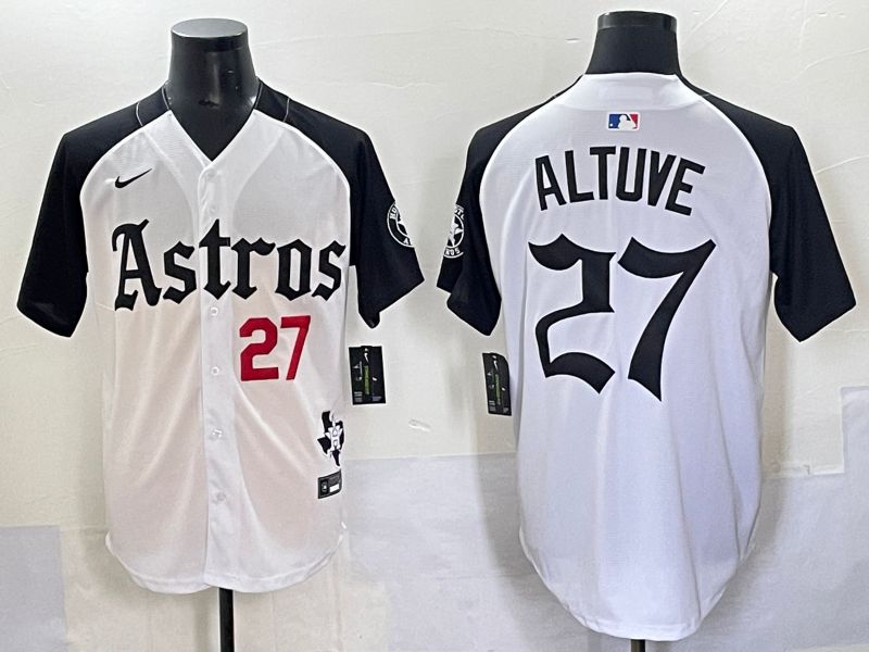 Men 2025 Houston Astros #27 Altuve White Black Five generations Joint Name Nike MLB Jersey style 2->houston astros->MLB Jersey